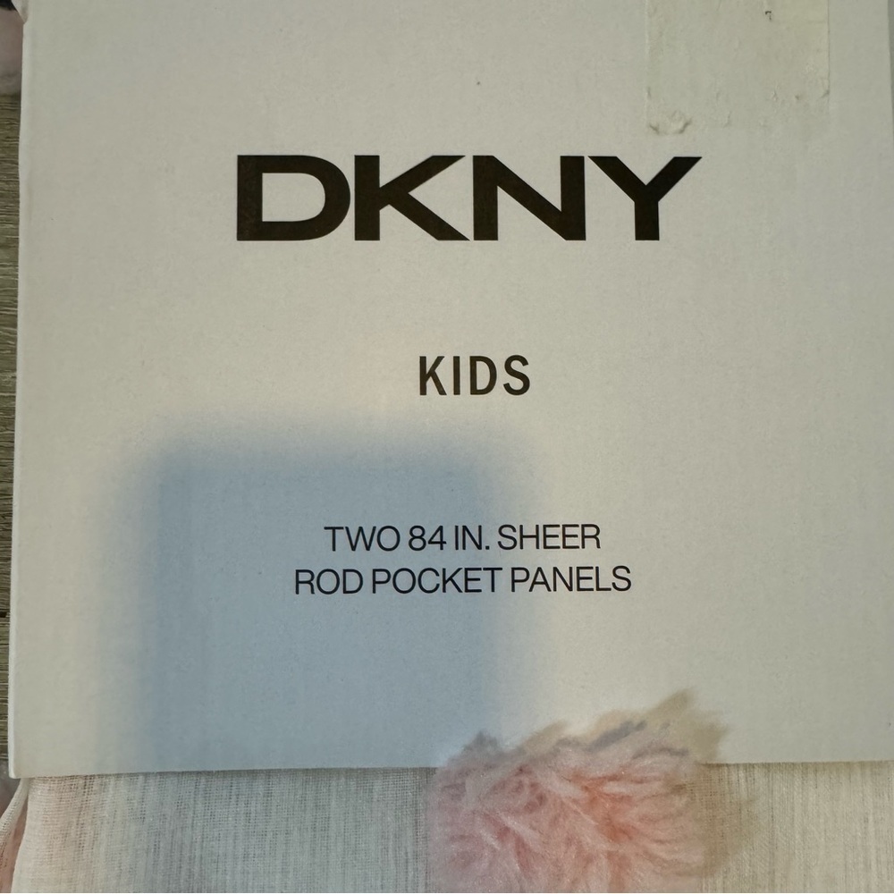 DKNY Sheer Window Curtain 2 Panels pink white - 2 - 50” X 84 - Picture 3 of 6